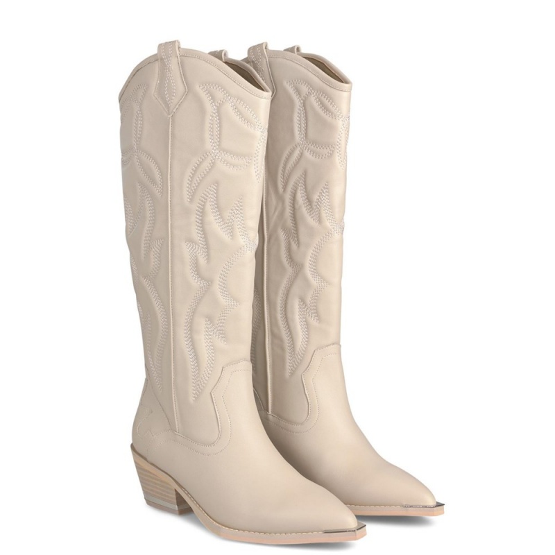 Bottes Cowboy Alma En Pena Embroidery Blanche Bleu Marine Femme | GDR-30156045